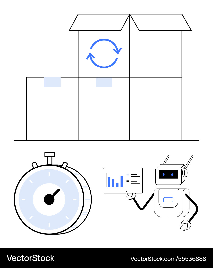 Automation in logistics with ai robot shipping vector image