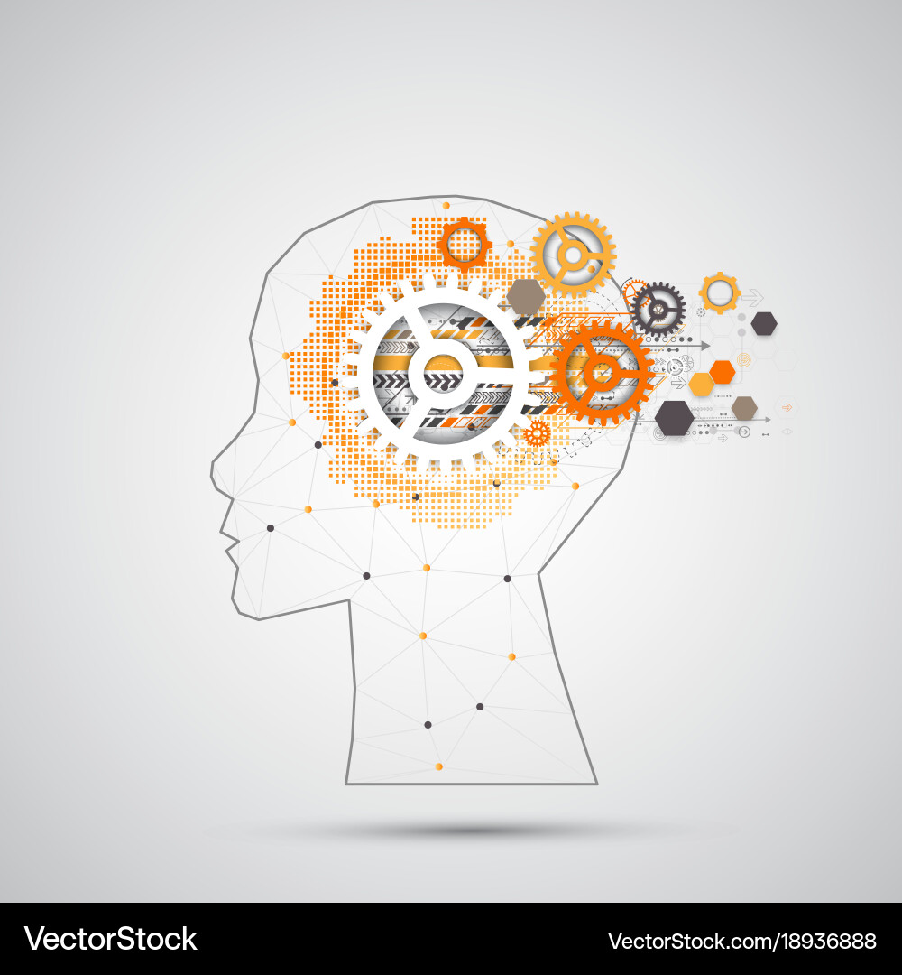 Creative brain concept background with triangular vector image
