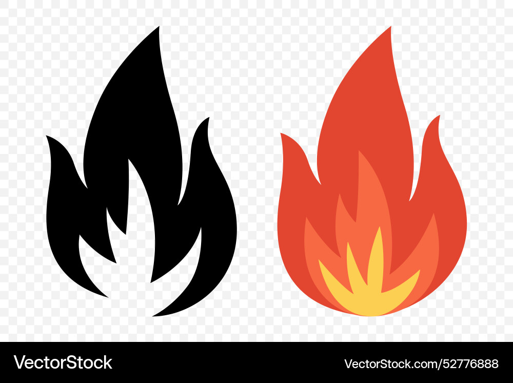 Fire flame isolated icon set campfire Royalty Free Vector