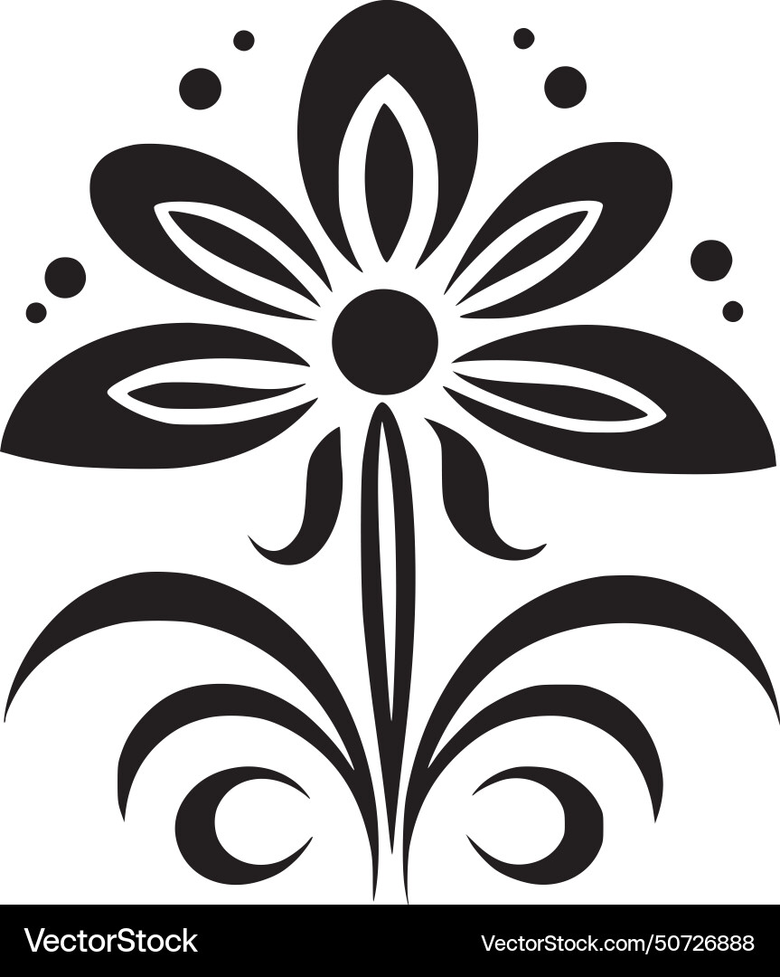 Flower - black and white Royalty Free Vector Image