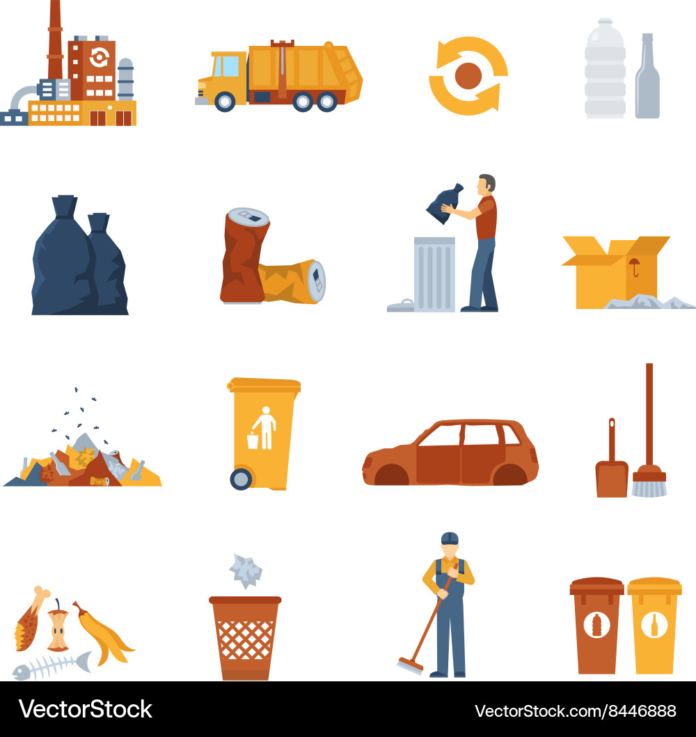 Garbage color icons vector image