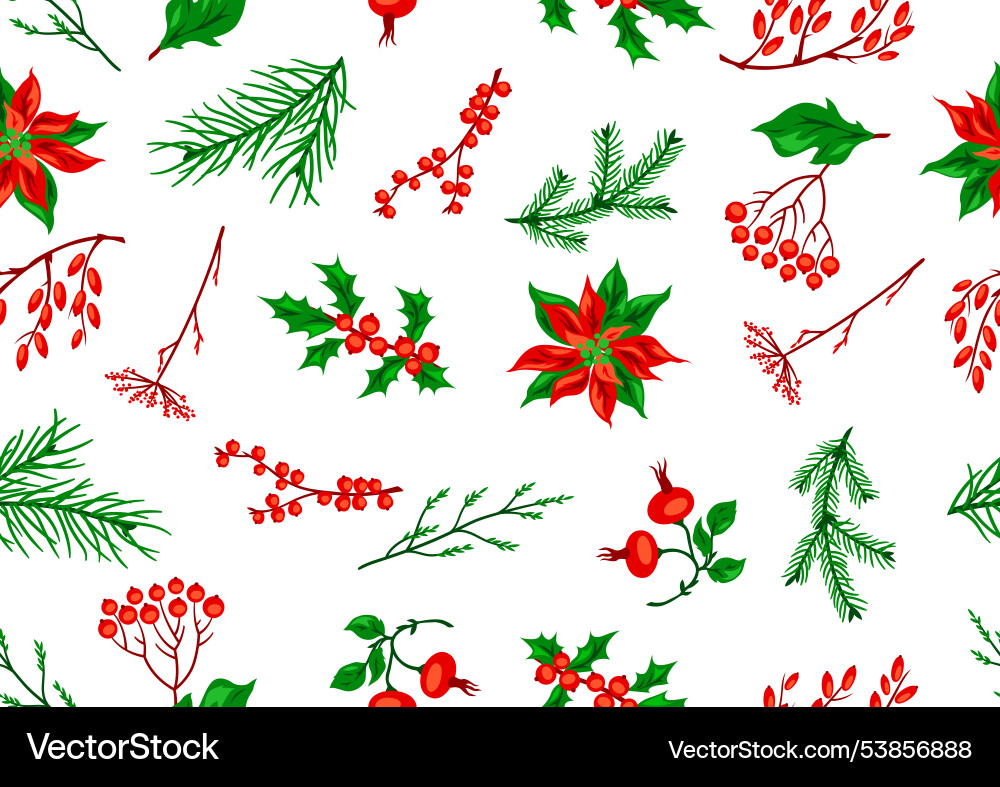 Pattern with winter plants merry christmas Pattern with winter plants merry christmas vector image