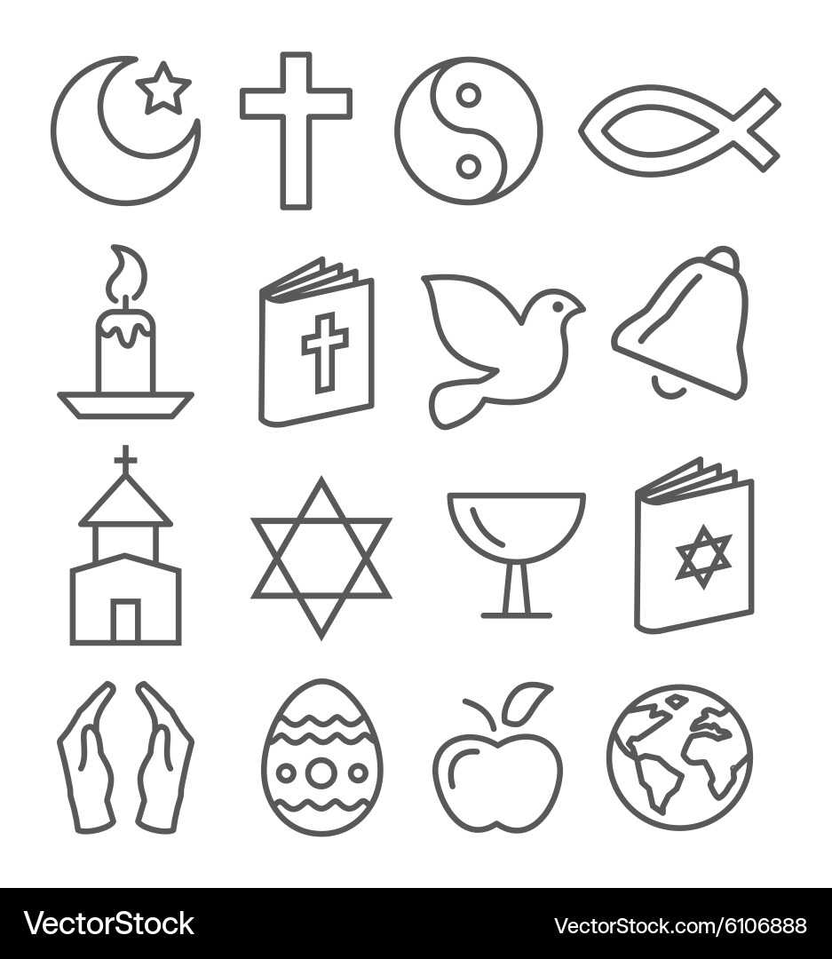 Religious Line Icons Set Vector Image