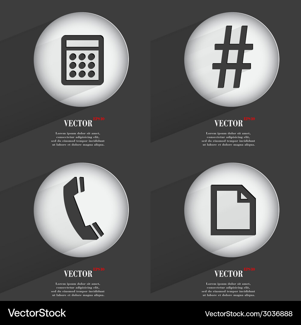 Set of 4 flat buttons icons with shadows Vector Image