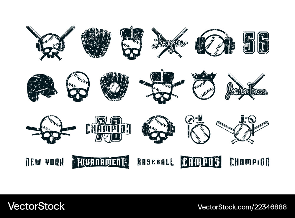 Set of graphic elements on the theme baseball vector image