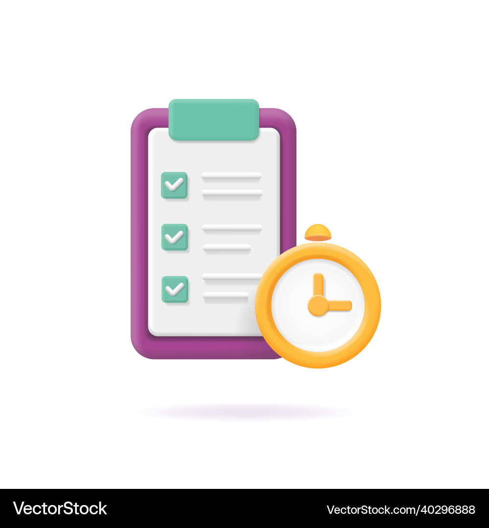 Timing concept with clock and check list Timing concept with clock and check list Vector Image
