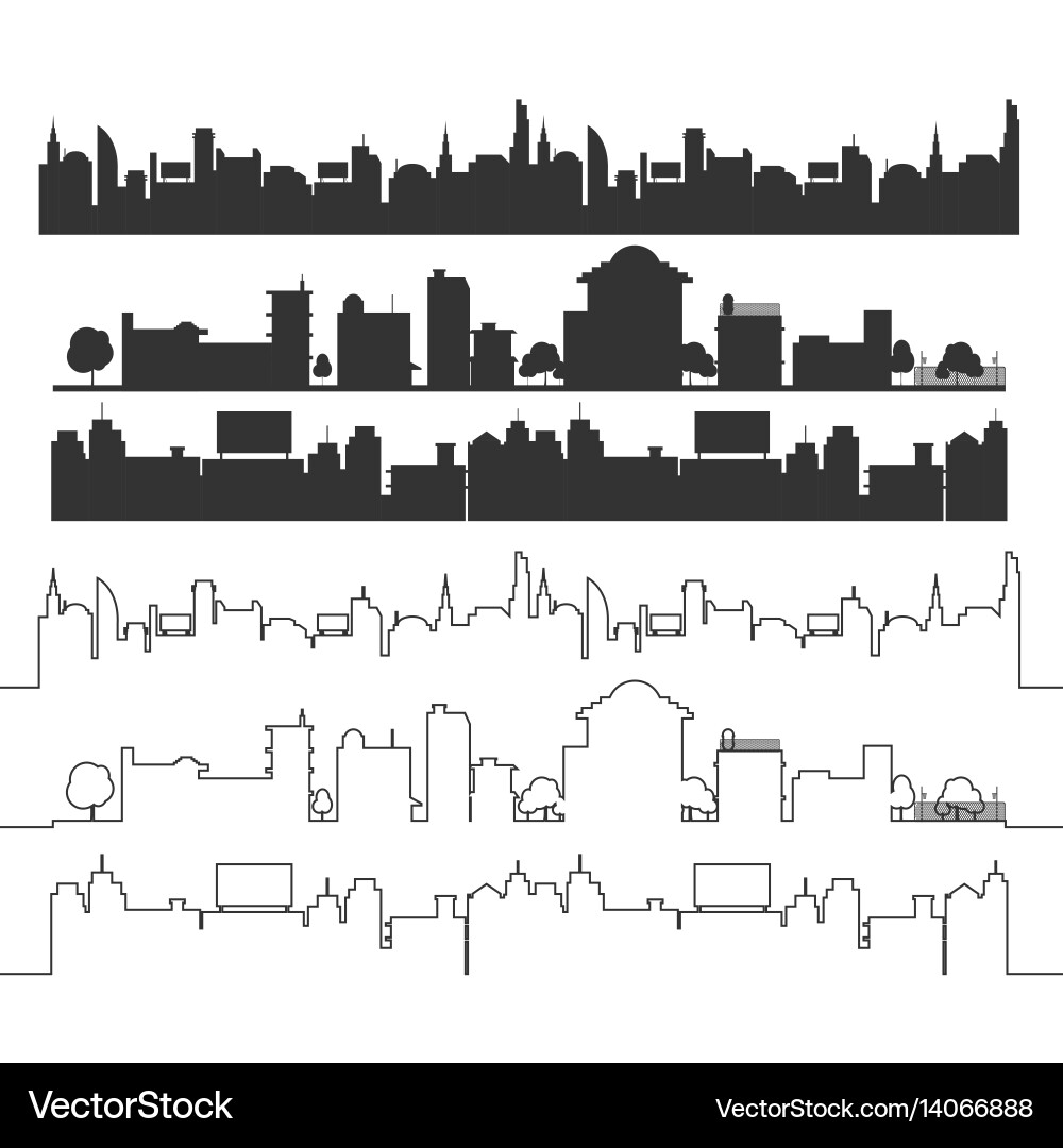 Urban Skyline Silhouettes Vector Image