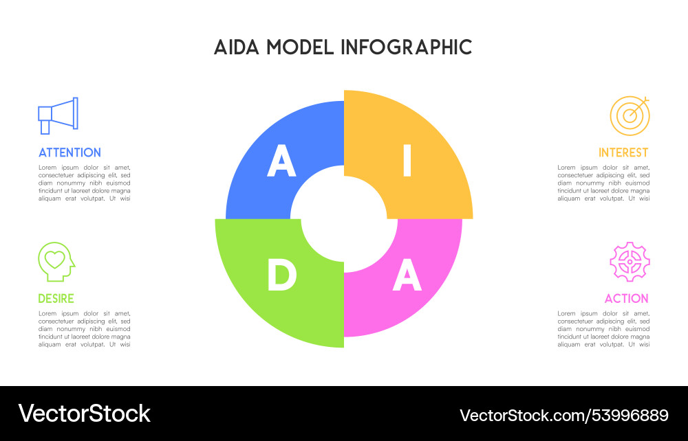 Aida model circular infographic with colorful Aida model circular infographic with colorful vector image