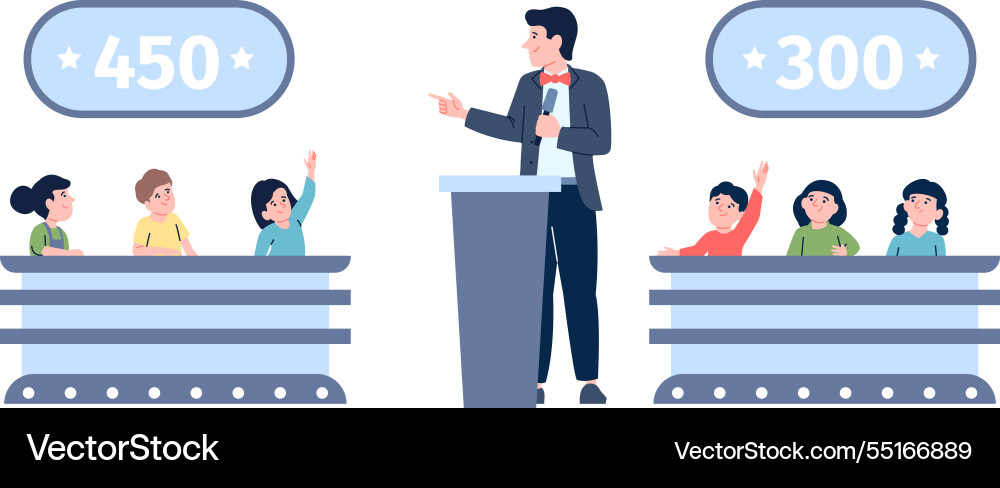 Children quiz competition little kids answering Children quiz competition little kids answering vector image