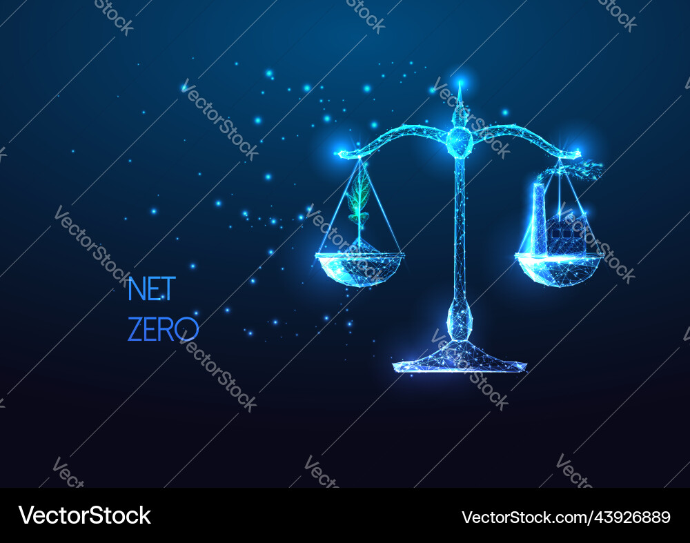 Concept of net zero emissions with green sprout vector image