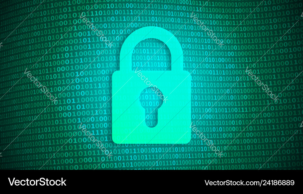 Digital security lock on binary background Digital security lock on binary background vector image