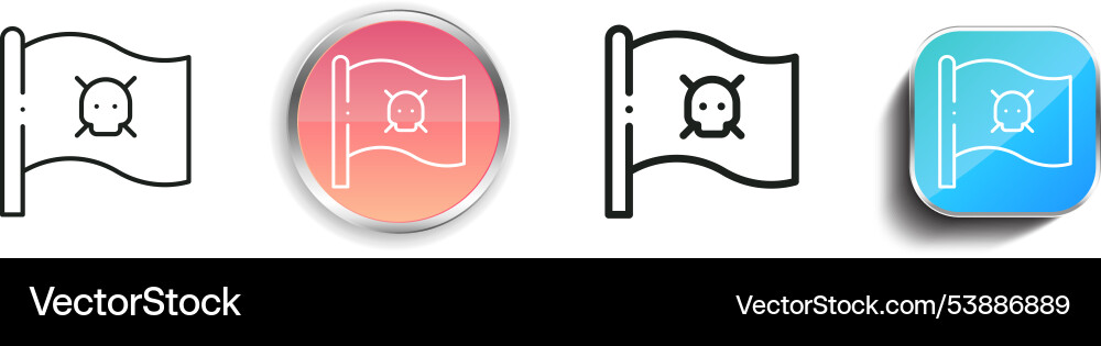 Flag icon thin linear regular and button style vector image