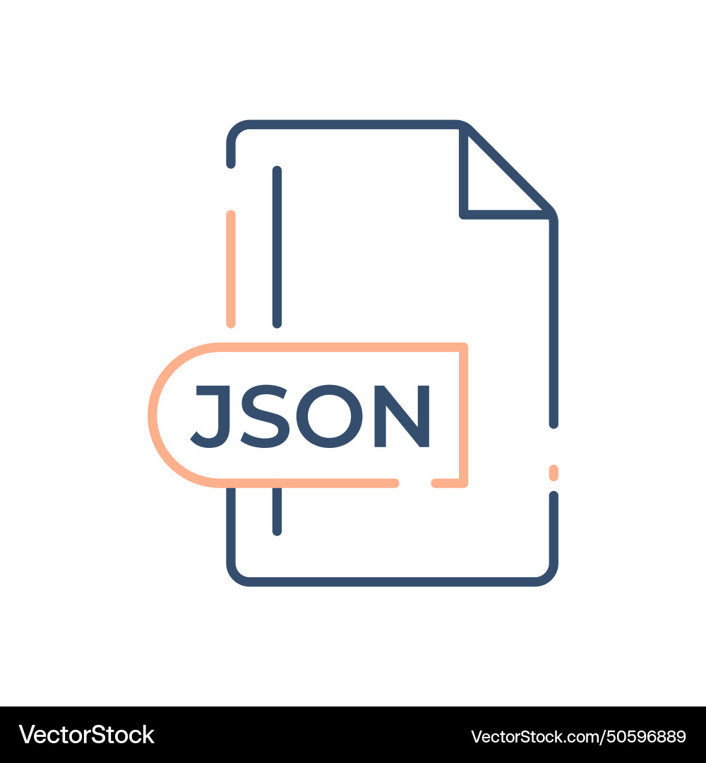 Json file format icon extension line vector image