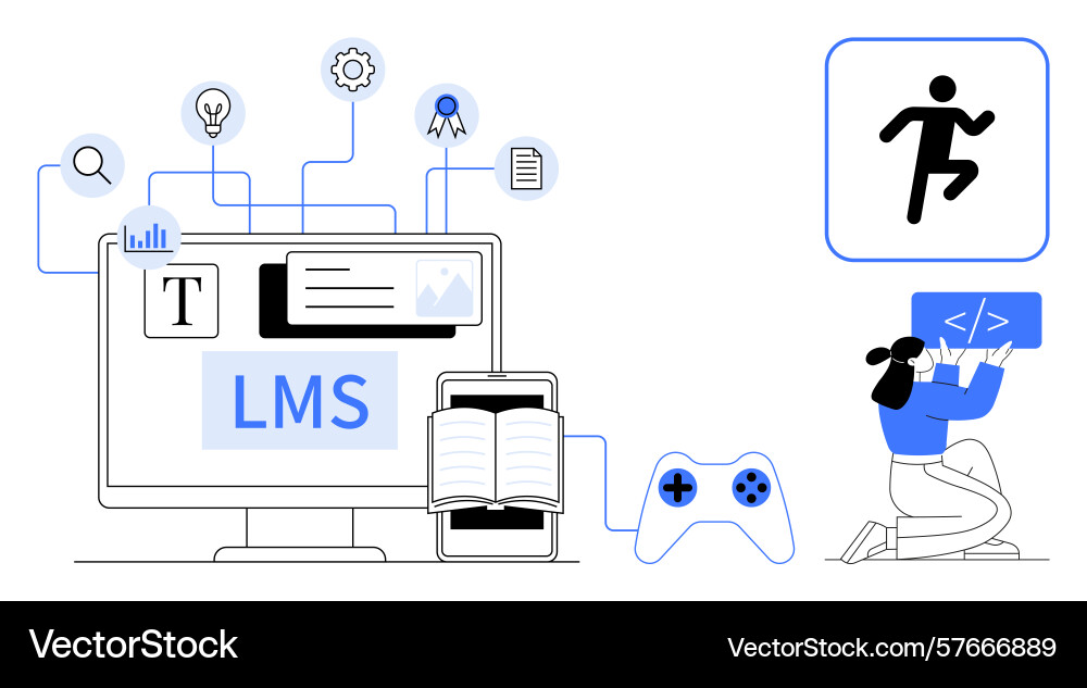 Learning management system with digital tools Vector Image