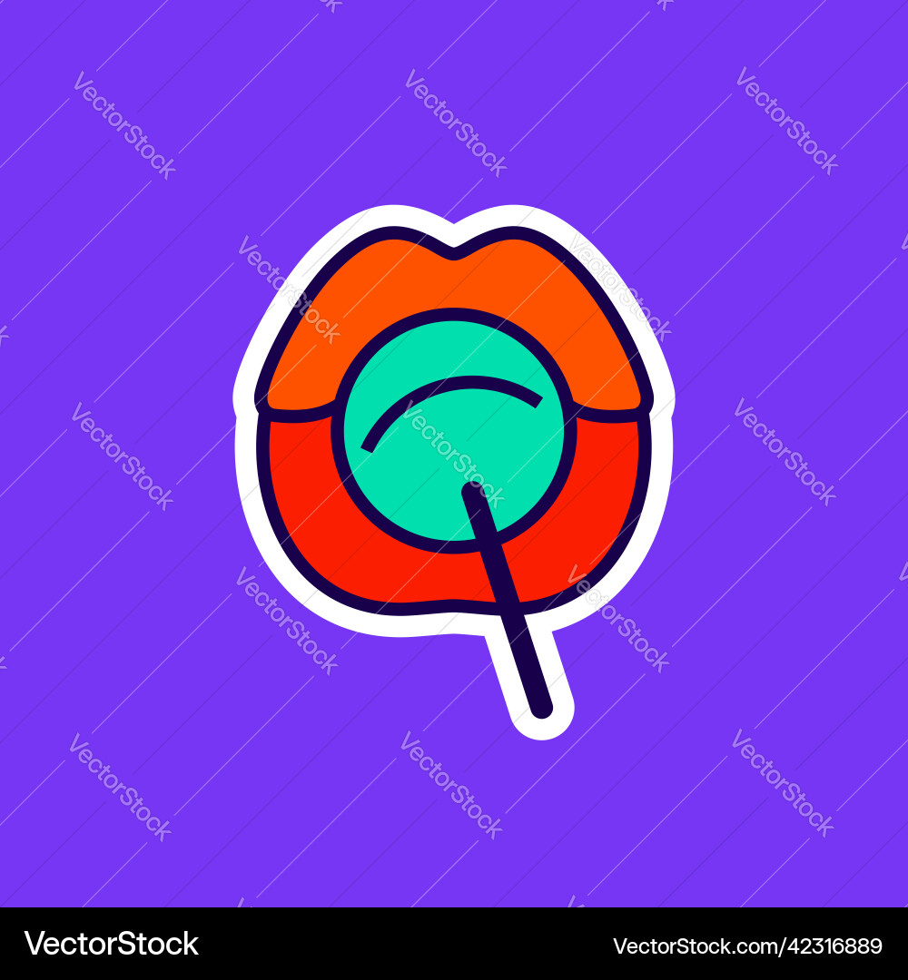 Mouth licking lollipop vector image