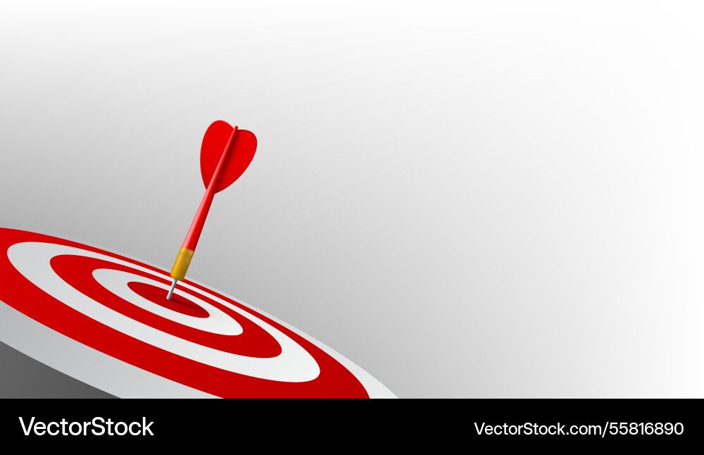 3d red dart hit the dartboard mockup 3d red dart hit the dartboard mockup vector image