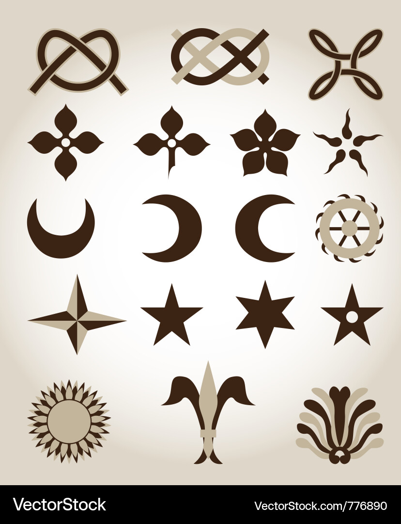 Ancient Symbolic Motif Set Vector Image
