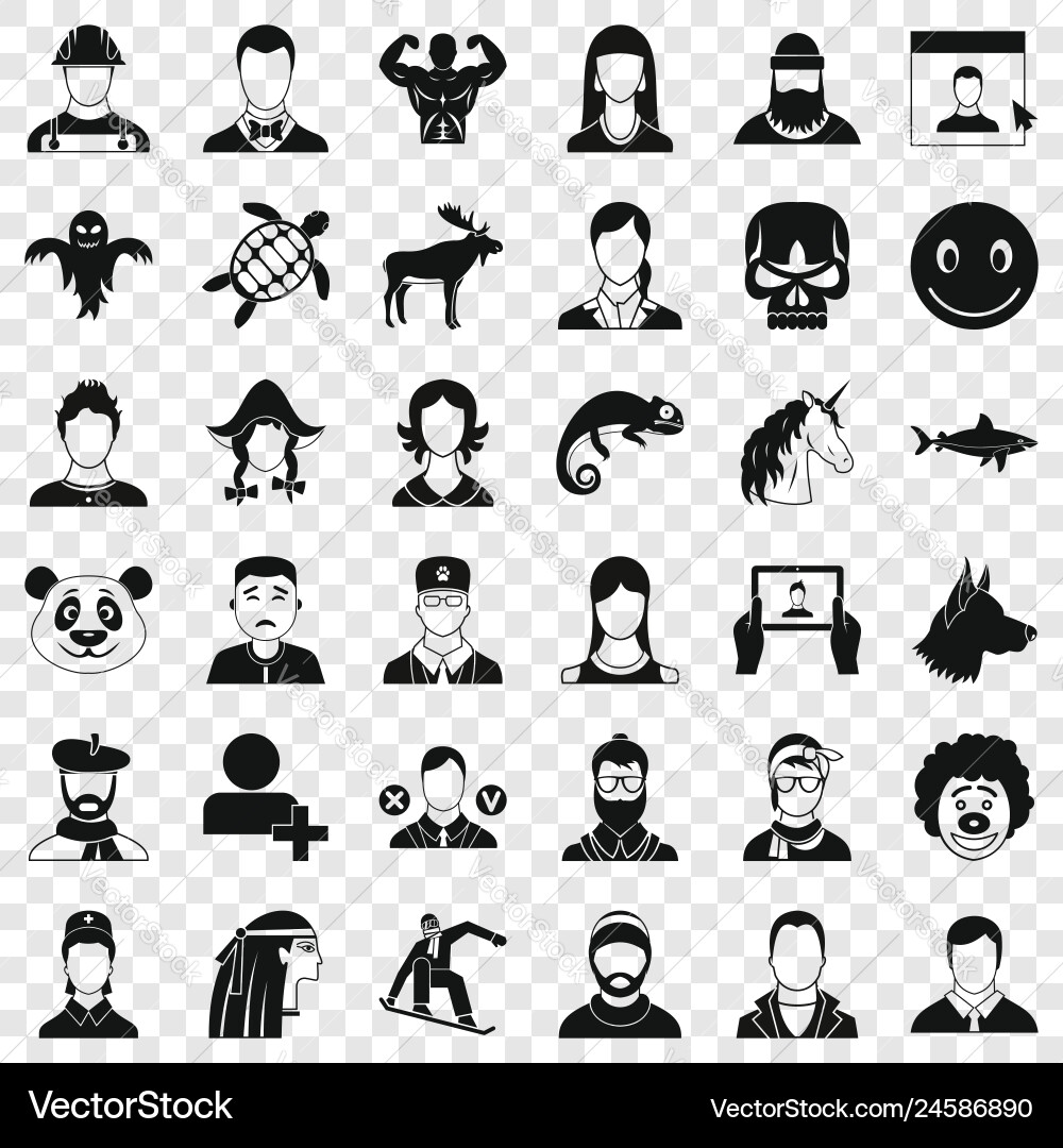 Avatar icons set simple style Vector Image