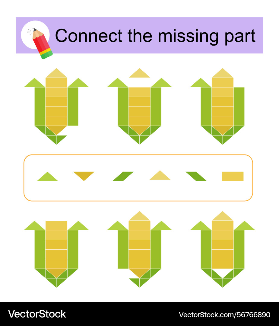 Connect the missing part attention task for kids Connect the missing part attention task for kids vector image