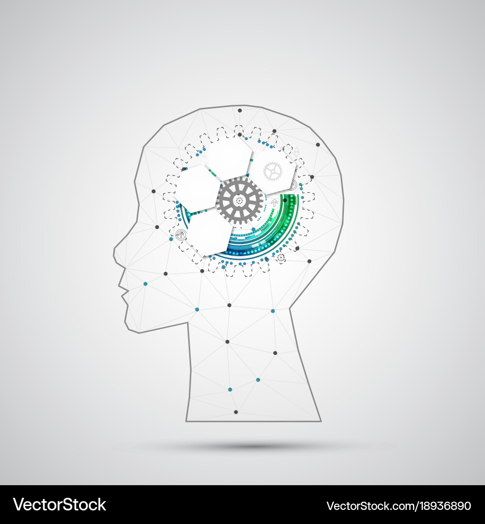 Creative brain concept background with triangular vector image