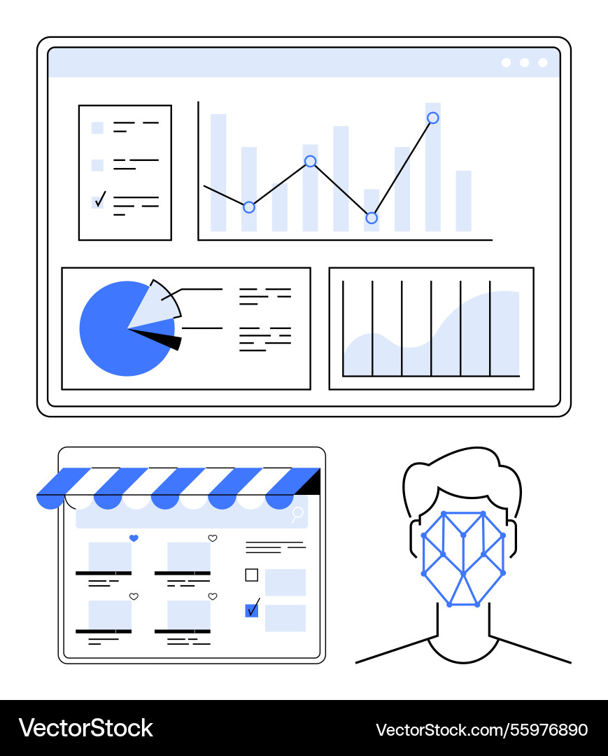 Data visualization with analytics e-commerce Data visualization with analytics e-commerce vector image