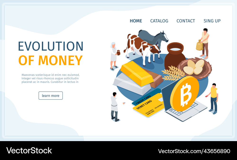 Evolution of money landing page vector image