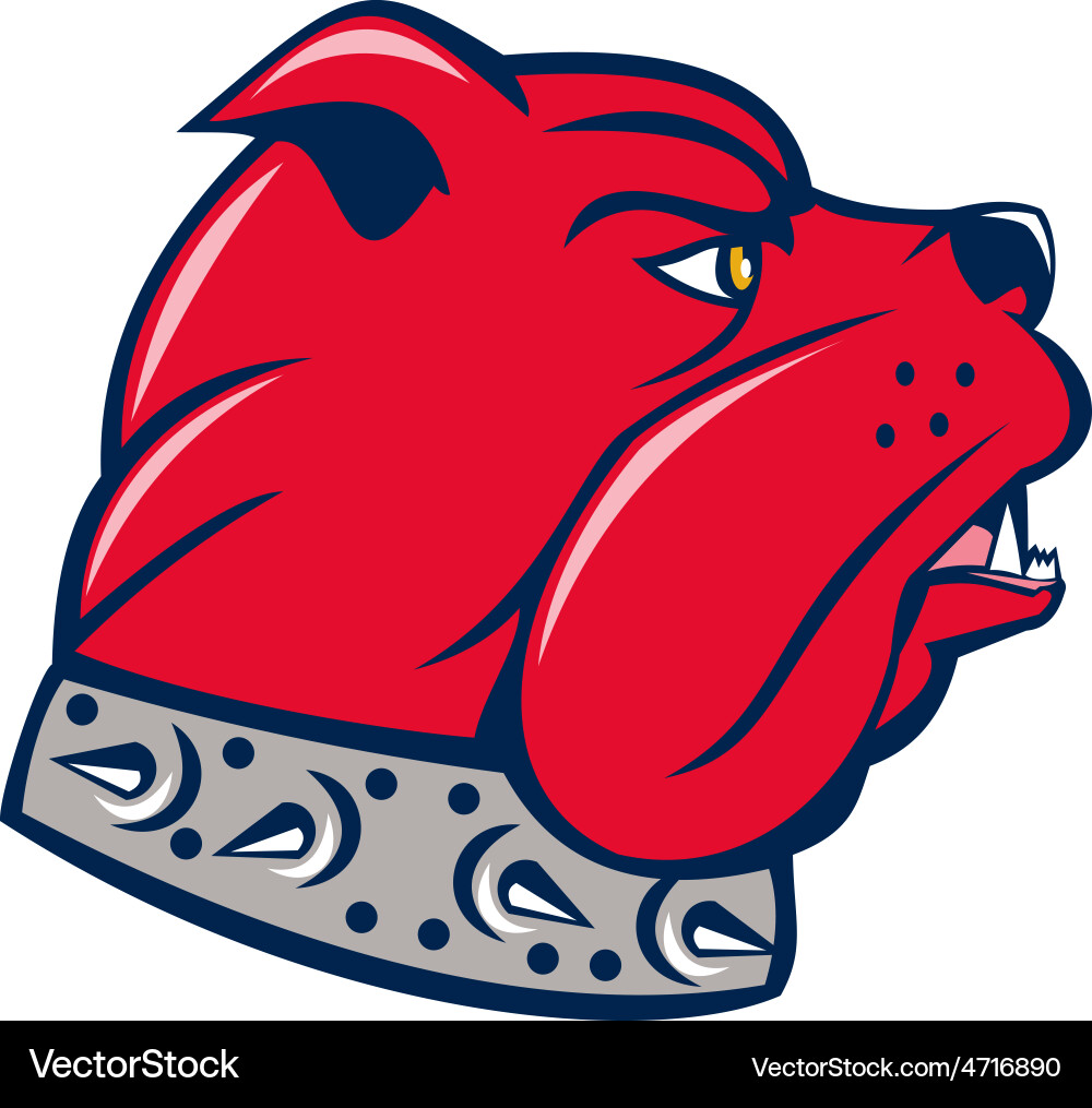 Red bulldog head isolated cartoon Royalty Free Vector Image