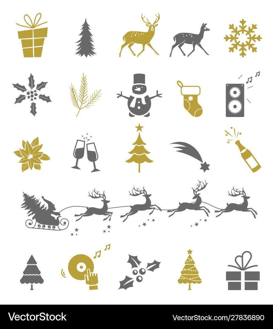 Set christmas elements isolated on white Vector Image