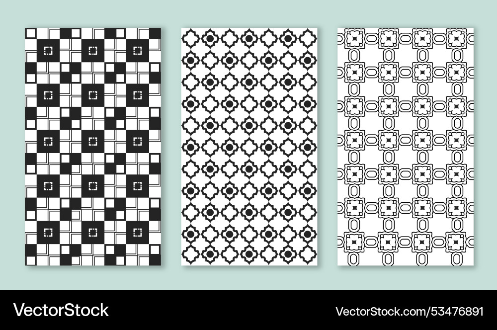 Abstract black and white patterns set geometric Vector Image