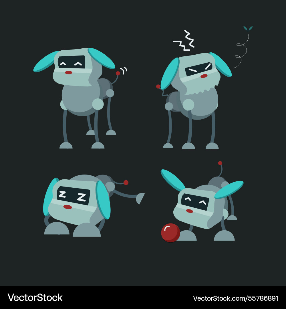 Hand drawn robot character with different poses Vector Image