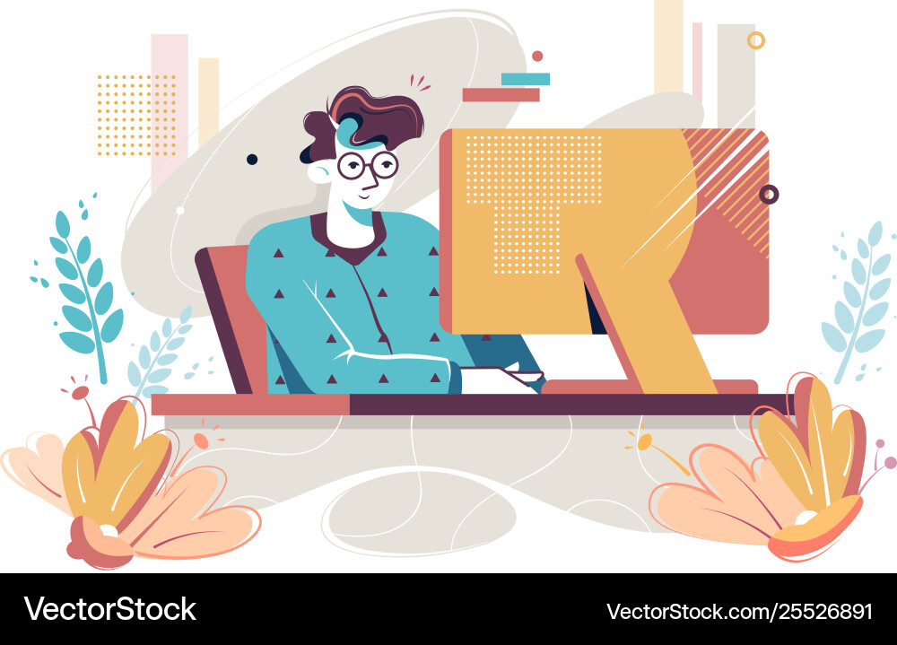 Man at computer Man at computer vector image