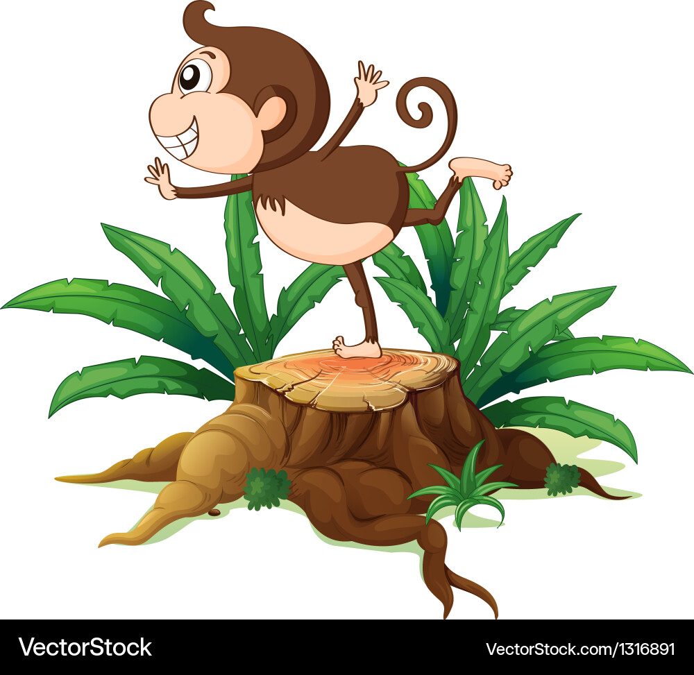 Monkey Playing on a Log vector image