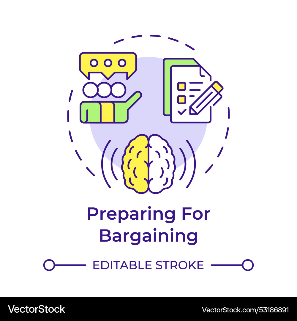 Preparing for bargaining multi color concept icon Preparing for bargaining multi color concept icon vector image