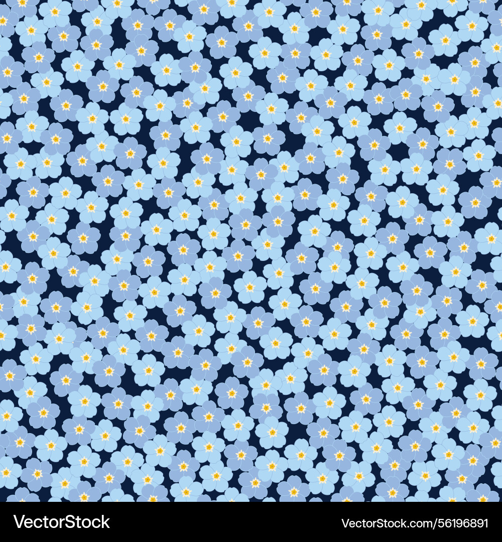 Seamless pattern with forget me not blooms on dark Seamless pattern with forget me not blooms on dark vector image