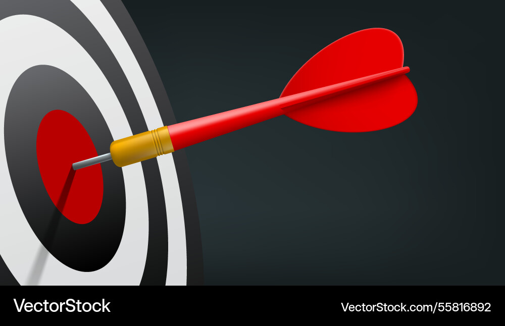 3d red dart hit the dartboard mockup 3d red dart hit the dartboard mockup vector image