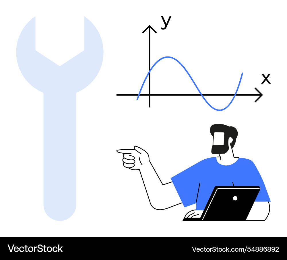 Analyst presenting statistical data with graph Analyst presenting statistical data with graph vector image