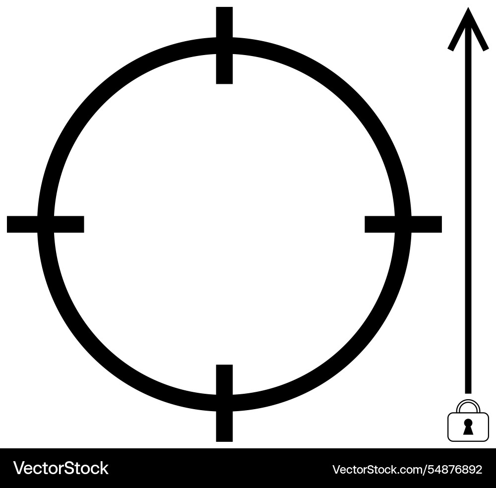 Black circular target with arrow pointing upwards Black circular target with arrow pointing upwards Vector Image