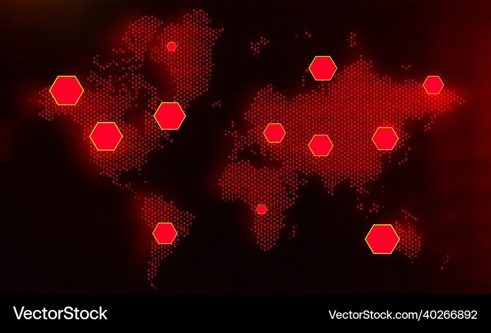 Cyber attack background with map of the world Cyber attack background with map of the world Vector Image