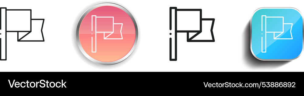 Flag icon thin linear regular and button style Vector Image