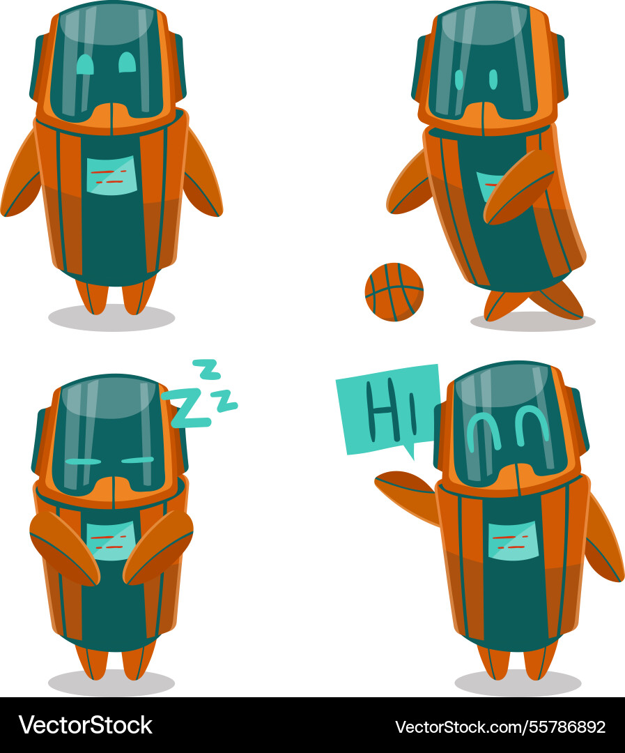 Hand drawn robot character with different poses Vector Image