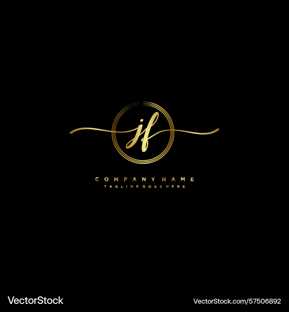 Jf initial handwriting logo with circular wave Vector Image