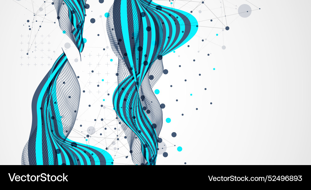 Abstract wavy background with cyan lines Vector Image
