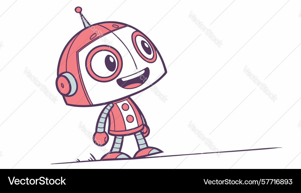 Adorable small robot character design generative vector image
