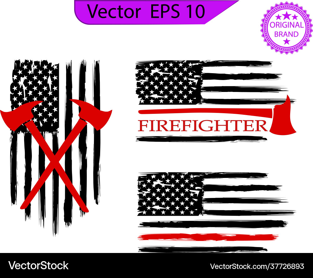 American Flag - Firefighter Emblem Vector Image