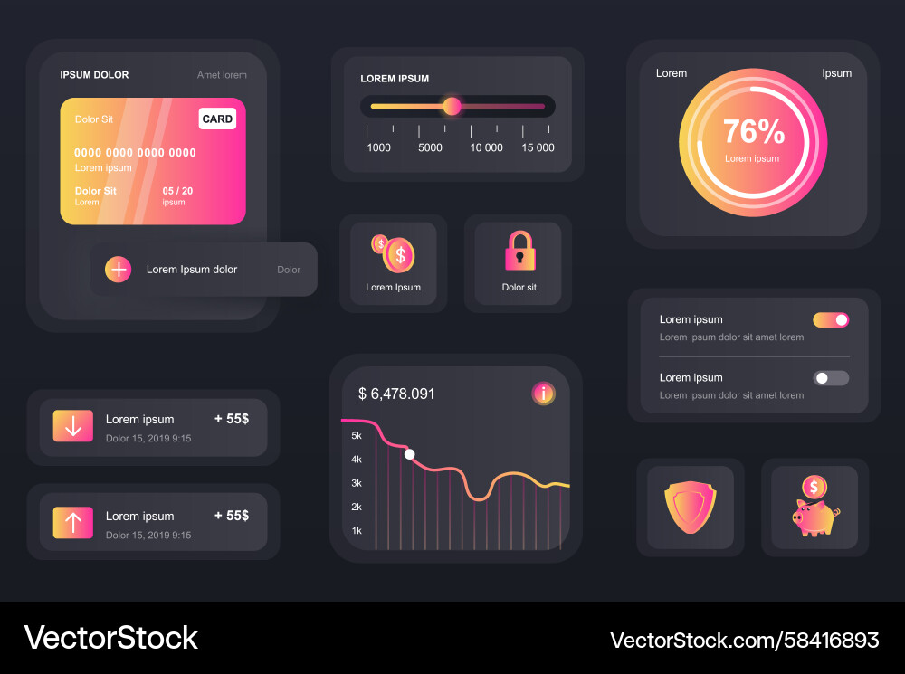 Banking App UI Elements Vector Image