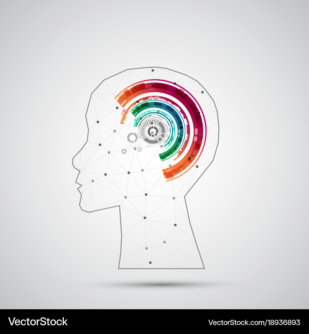Creative brain concept background with triangular vector image