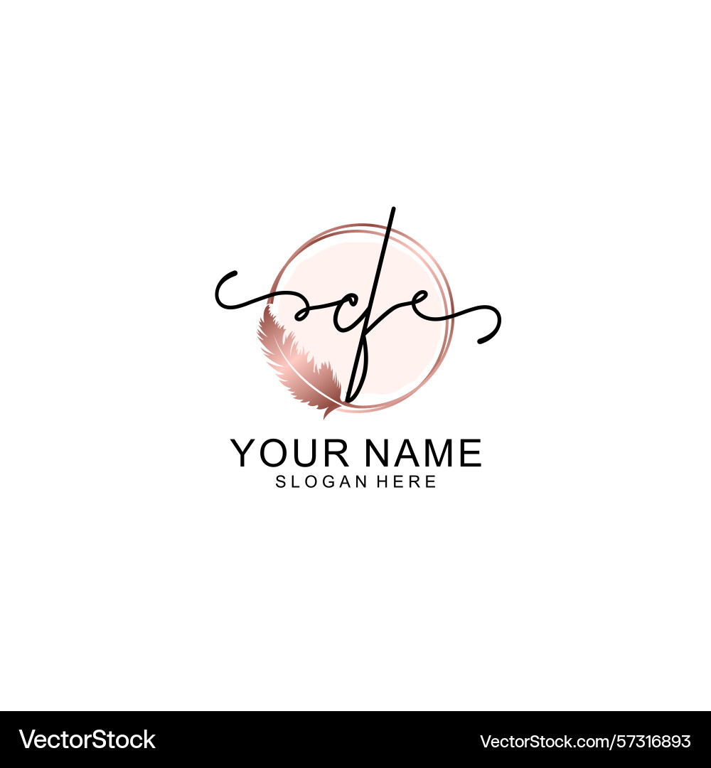 Handwritten cf initial logo with circle Vector Image