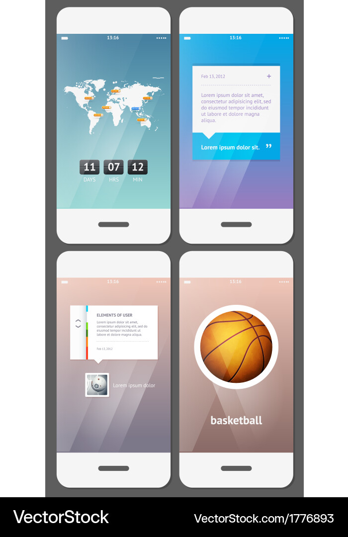 Mobile UI Template - Clean Interface vector image