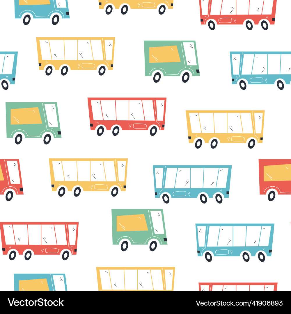 Toy bus seamless wrapping pattern design Toy bus seamless wrapping pattern design vector image