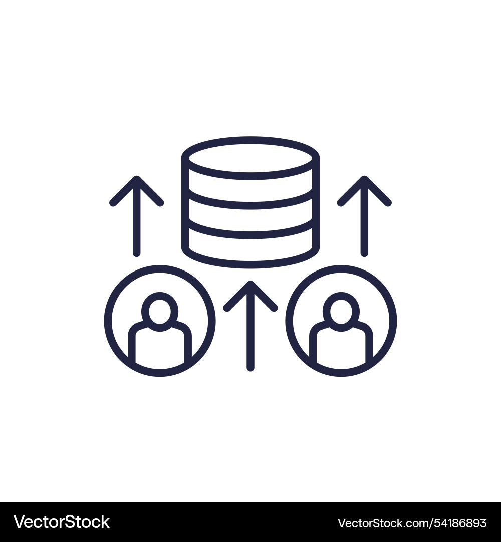 User base collect data line icon Vector Image